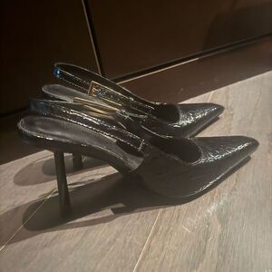 Black croc, black heel. Gorgeous comfortable slip on heel with buckle